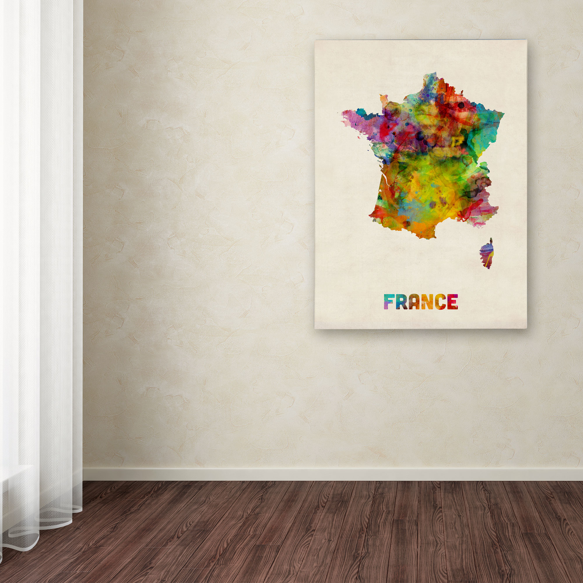 Trademark Fine Art "France Watercolor Map" Canvas Art by Michael Tompsett