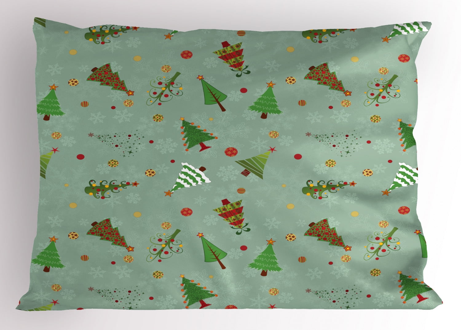 Christmas Pillow Sham A Collection of Different Christmas Trees Holiday