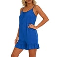 thumbnail image 4 of Cutuoiiu Womens Trendy Solid Color Romper with Thin Shoulder Straps and Pockets Ruffled Hem for Vacation Outings Gift, 4 of 6
