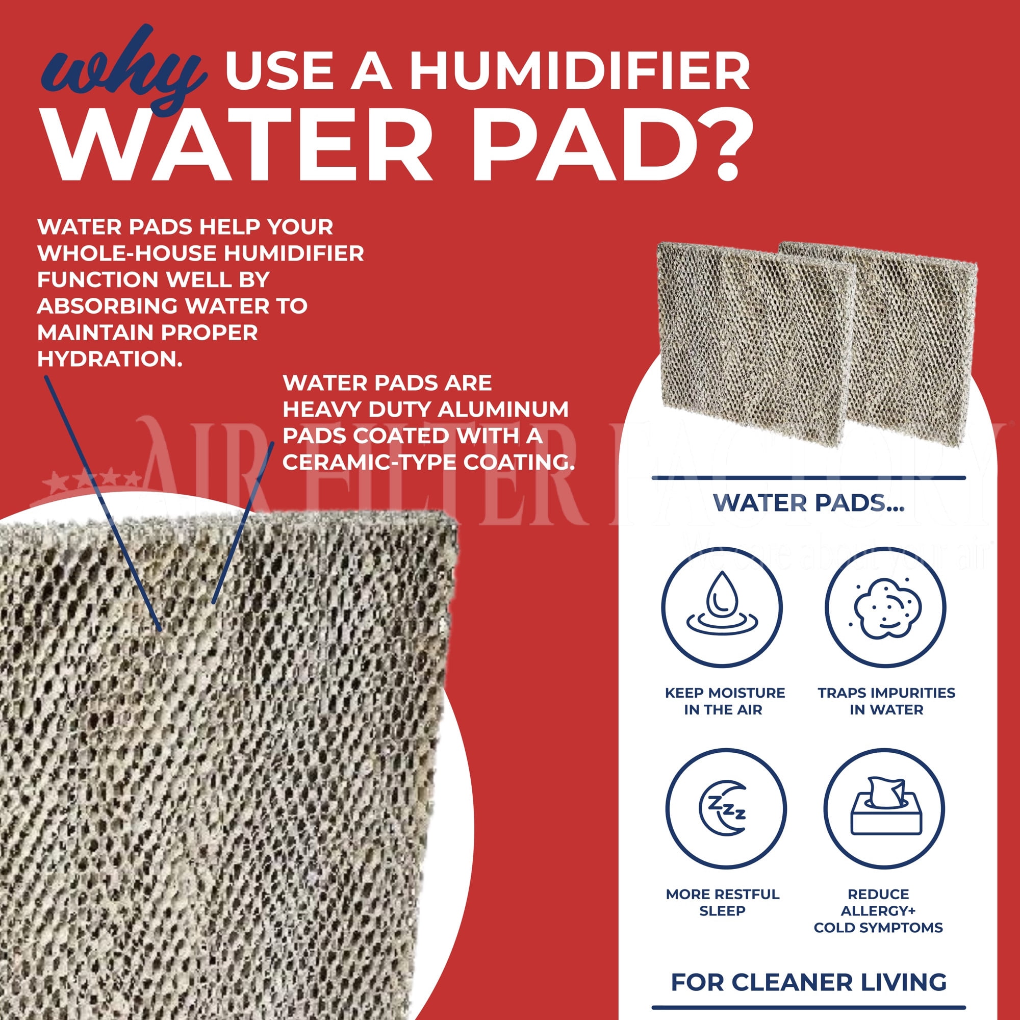 Air Filter Factory Replacement for 5000L, 5000EC, 6000 Lasko Humidifier Water Pad 2-Pack
