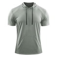 thumbnail image 5 of Men's Short Sleeve Hoodie Workout Gym Athletic Lightweight Mesh Hooded T Shirts Sweatshirt Big and Tall Size S-4XL Dark Gray, 5 of 6
