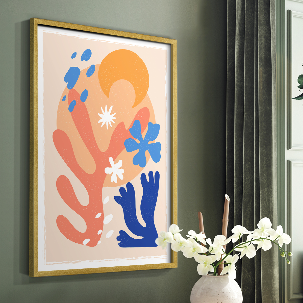 Matisse CDLXXI in Gold Solid Wood Framed Print No Nail Hanging