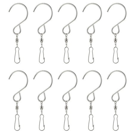 Etereauty Hooks Hook Wind Hanging Swivel S Hanger Chime Metal Plant Rotating Clips Pot Bell Windsock Clip Spinners Ornament