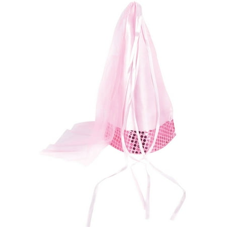 Deluxe Renaissance Costume Pink Princess Hat with Sequins and Veil