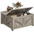 thumbnail image 2 of Yaheetech Farmhouse Square Lift Top Coffee Table with Hidden Compartments, Gray, 2 of 7