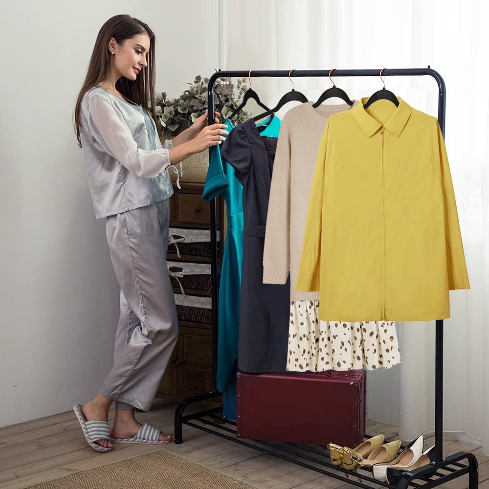 Katkuca Velvet Hangers 100 Pack, Non-Slip Clothes Hangers, Heavy Duty Hangers with 360 Rotating Hook, Slim Space Saving Suit Hangers for Clothes,Coat,Skirt,Pants, Black
