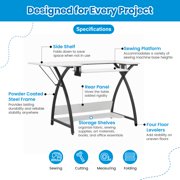 Sew Ready Comet Sewing Table Folding Top Adjustable Platfomr Black/White