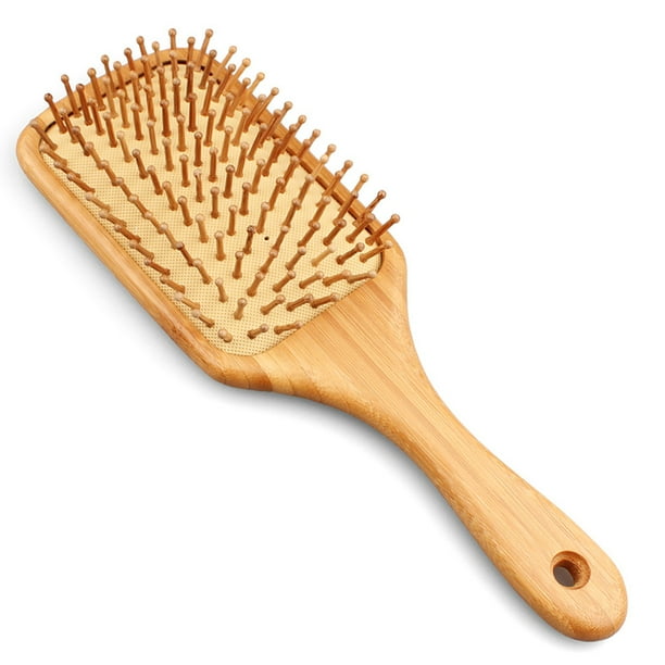 Baasha Large Wooden Paddle Brush, Natural Wooden Hair Brush With Bamboo