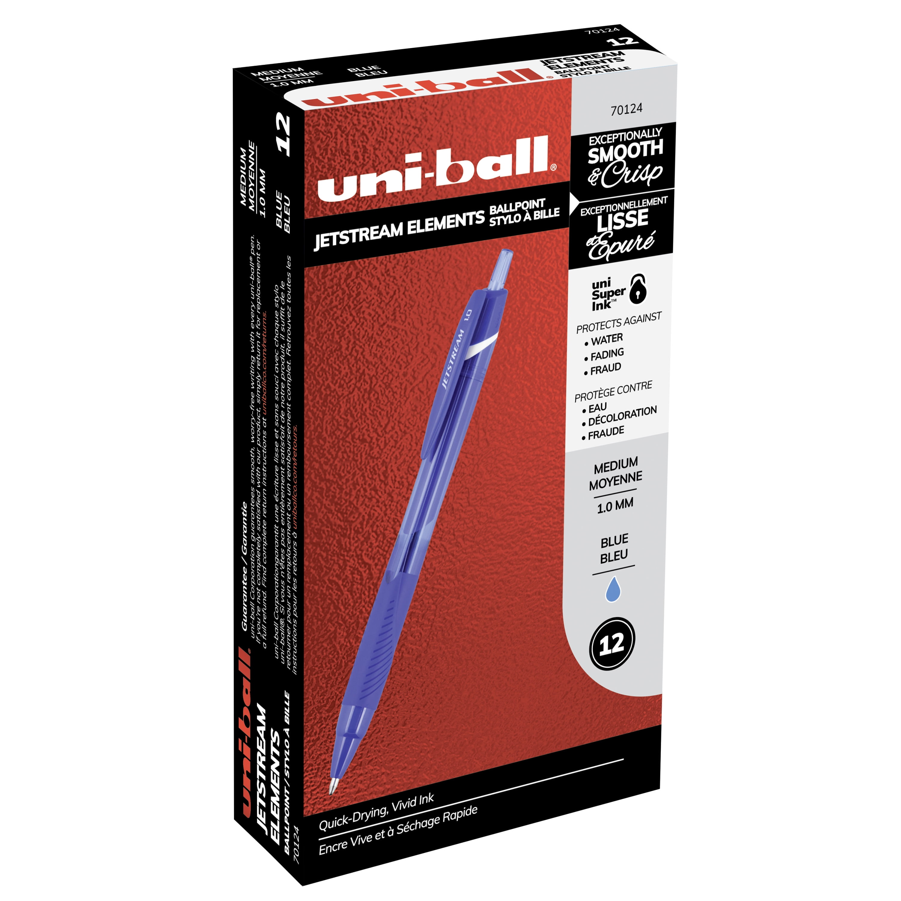 Uni-ball Jetstream Elements Ballpoint Pens, Medium Point (1.0 mm), Blue, 12 Count