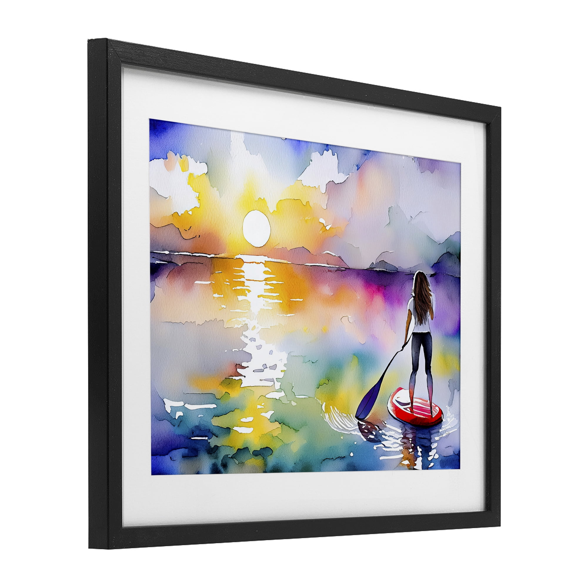 Stupell Industries Sunset Paddle Drift Black Framed Print Under Glass, design by Shelly Craig