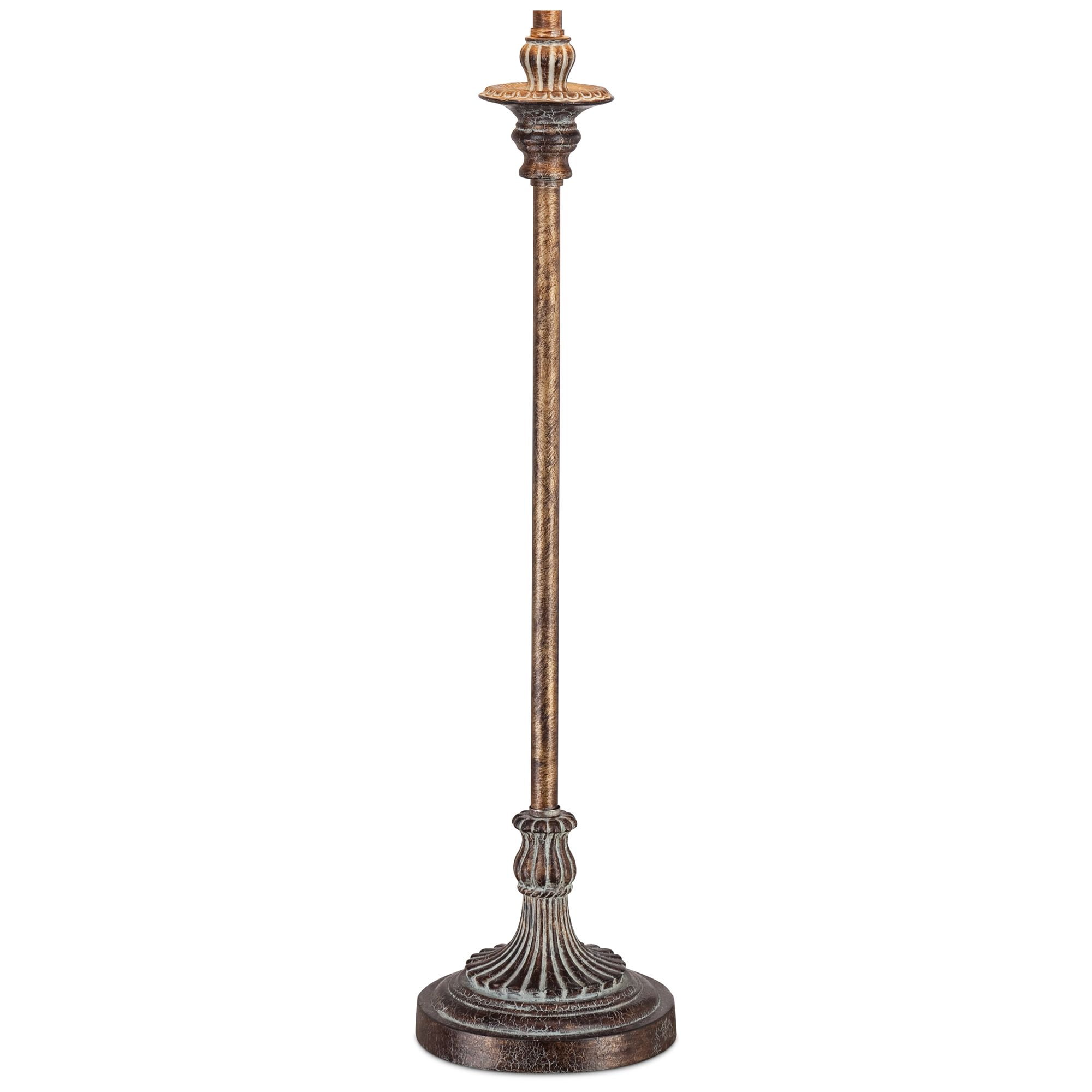 Regency Hill Bentley Traditional Buffet Table Lamp 31 1/2" Tall Weathered Brown Linen Fabric Drum Shade for Bedroom Living Room Bedside Nightstand