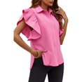 thumbnail image 2 of Women Summer Ruffled Button Down Shirt Short Sleeve, 2 of 4