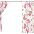 thumbnail image 4 of Floral Flower Background Semi Sheer Curtains Window Voile Drapes Panels Treatment-55x84in for Living Room Bedroom Kids Room, 2 Pieces, 4 of 4