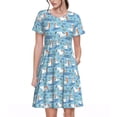 thumbnail image 1 of Disketp Pelican Reed And Fish para Vestido de Manga Corta para Mujeres, Vestidos de Verano para Mujeres, Casual y Holgado para la Playa, 1 of 6