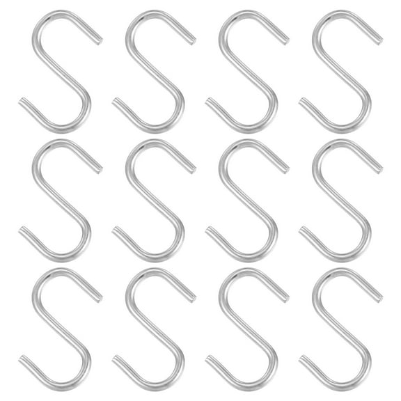 Uxcell 1" S Shaped Hooks 12 Pack Multipurpose S Hanging Hooks Silver Tone