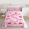 thumbnail image 3 of Homewish Girls Personalized Gifts Bedding Comforter Set,Bowknot Latter S Twin Comforter Sets,Cartoon Bow Tie Ribbon Bedding Set For Girls Teens,Lightweight Room Decoration Reversible,2-Piece, 3 of 9