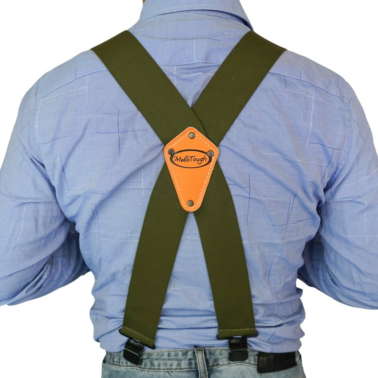 Green suspenders for men, 2 inch wide suspenders, Work suspenders