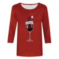thumbnail image 4 of Cadancy Womens Christmas Shirts Plus Size Winter 3/4 Sleeve Vintage Holiday Blouses Party Xmas Wine Glass Funny Tshirts Crewneck Sequin Dressy Casual Tops, 4 of 5