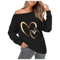 thumbnail image 2 of Craaazy Sweatshirt for Women One Gifts Shoulder Slanted Shoulder Tops Oversized Trendy Crewneck Loose Sweatshirts Casual Printe d Long Sleeve Pullover, 2 of 4