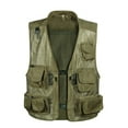thumbnail image 1 of LUXUR Mens With Multiple Pockets Cargo Jacket Fishing Climbing Utility Vests Light Army Green L, 1 of 3