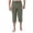Army Green, variant on Men Drawstring Button Front Elastic Waist Knee Length Capri Knit Lounge Pants Deep Side Slip Pockets Ultra Soft Breathable Home Beach Relaxed Trousers XXXL