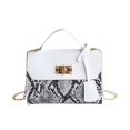 thumbnail image 2 of Women's Snake Print Color Block Chain Crossbody Bag Mini Top Handle Satchel With Gold Lock Clasp Pu Leather Handbag Elegant Travel Fashion Purse, 2 of 3