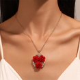 thumbnail image 2 of Luxury Romantic Red Velvet Rose Zircon Necklace Earrings Ring Set For Women Charming Flower Pendant Female Jewelry Birthday Gift, 2 of 8