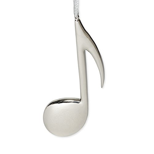 Broadway Gift Silver Eighth Note Music Instrument Replica Christmas Ornament, Size 5 inch