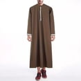 thumbnail image 2 of VBARHMQRT Mens Big and Tall Dress Shirts Mens Solid Color Simple Loose Comfortable Arab Robe Green, 2 of 8