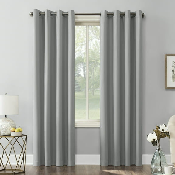 Sun Zero Nolan Energy Efficient Blackout Grommet Single Curtain Panel, 54" X 108", Silver