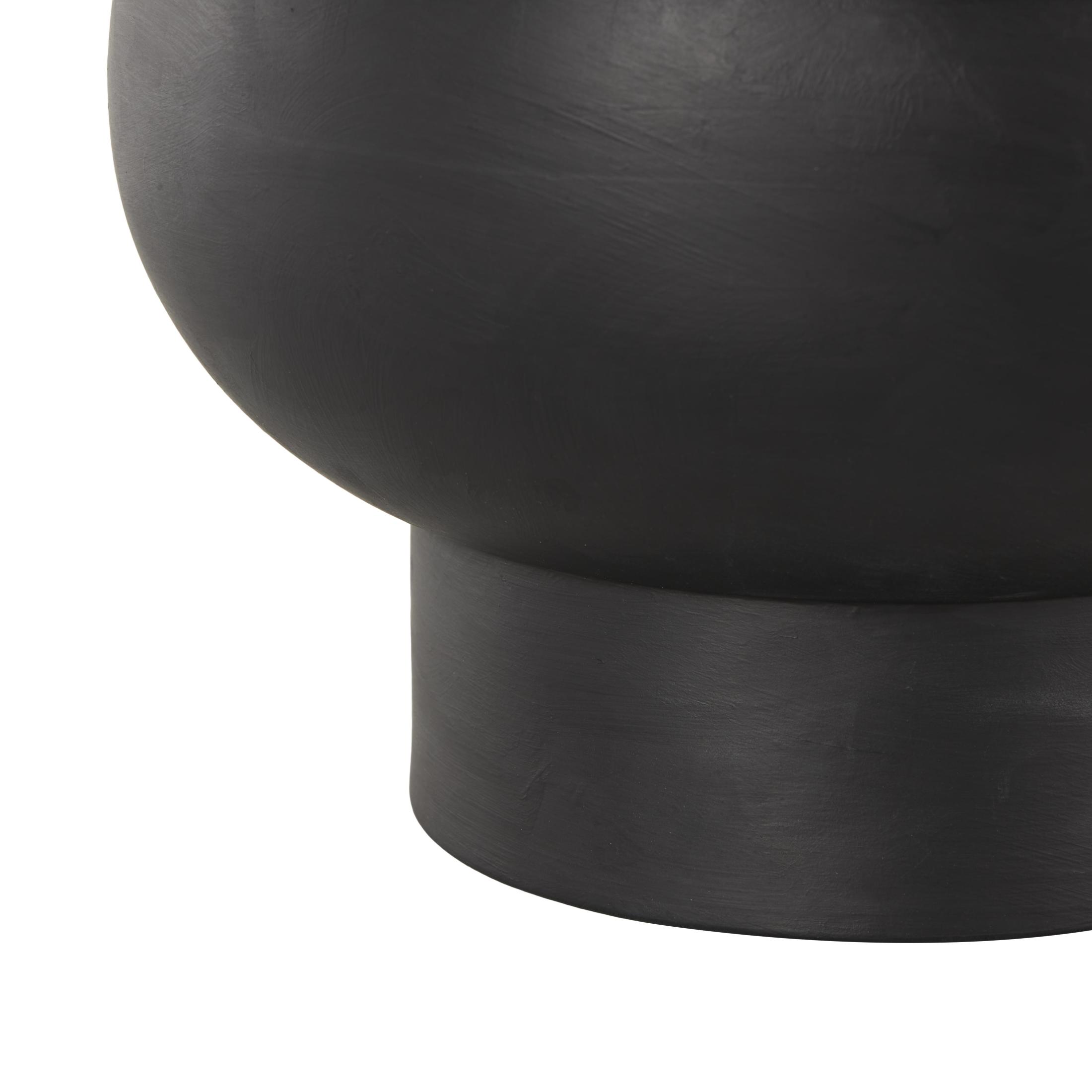 DecMode 9" Abstract Wide Rounded Floral Inspired Black Ceramic Vase with Layered Petals