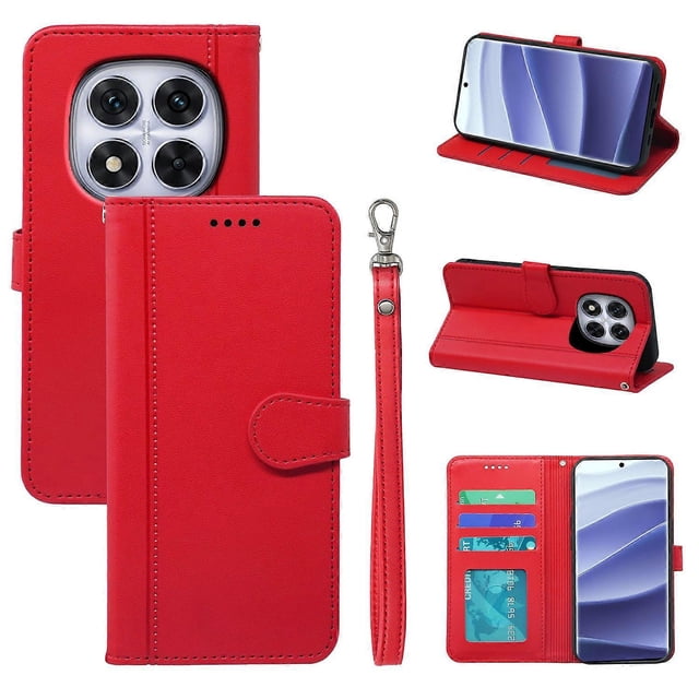 For Xiaomi Redmi Note 14 Pro 4G Wallet Case Magnetic Snap Leather Phone Cover with Strap - Green