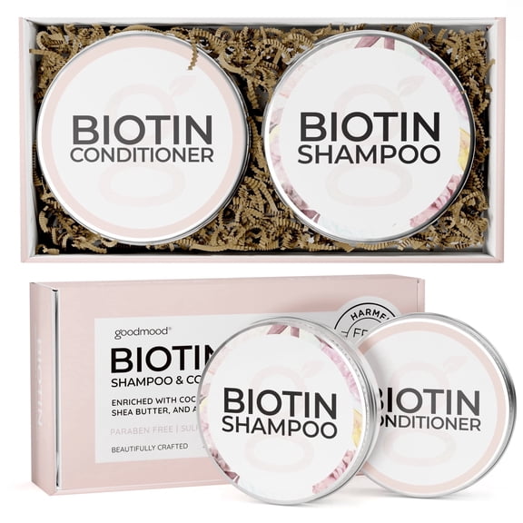 Biotin Shampoo and Conditioner Bars Set, Solid Shampoo and Conditioner with Biotin, Travel Friendly Shampoo and Conditioner for Hair with Biotin
