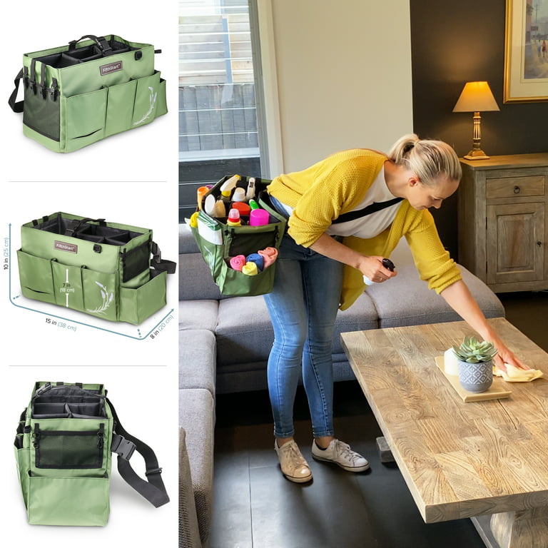 FifthStart Wearable Cleaning Caddy with Handle Caddy Organizer for Cleaning  Supplies with Shoulder and Waist Straps, Car Organizer, Under Sink  Organizer: (Green, Large) 