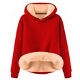 thumbnail image 2 of Kids Lined Hoodie Plain Long Sleeve Winter Heavyweight Warm Hooded Sweatshirt for Boys Girls Pullover Tops, 2 of 5