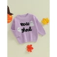 thumbnail image 3 of ZINTAOZT Toddler Baby Girl Halloween Clothes Ghost Knitted Oversized Sweater Long Sleeve Pullover Knitwear 12M-5T, 3 of 8