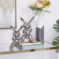 thumbnail image 2 of 12", 11"H Silver Porcelain Abstract Balloon Rabbit Sculpture, by DecMode (2 Count), 2 of 7