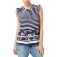 thumbnail image 1 of maison Jules Blusa de punto a rayas para mujer, azul, grande maison Jules  Tejer, 1 of 1