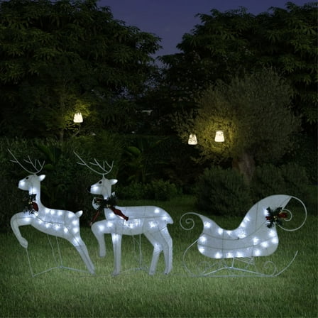Casafoyer Reindeer & Sleigh Christmas Decoration 60 LEDs Outdoor White