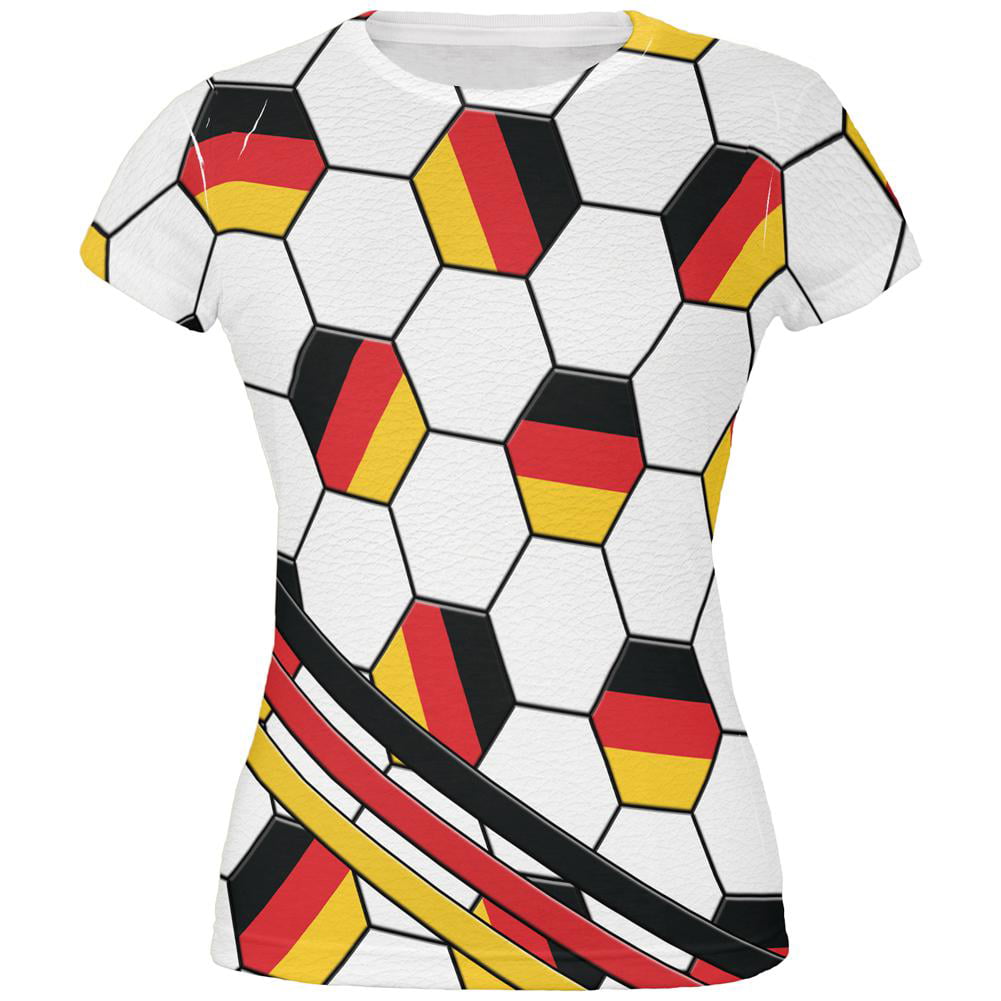 Details about   Deutschland Black Red And Yellow Soccer Ball European  Juniors V-neck T-shirt 