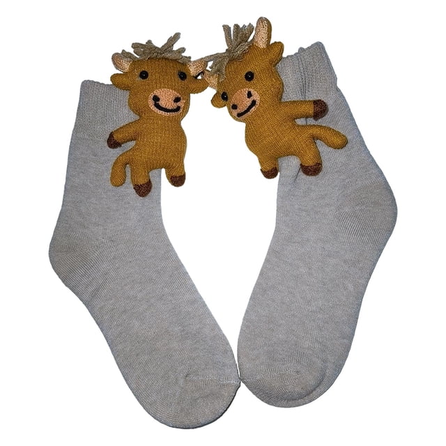 Calcetines con forma de animales,Calcetines con forma de animales Calcetines de casa de animales,Calcetines navideños de invierno,calcetines cálidos y bonitos Ganado de las tierras altas