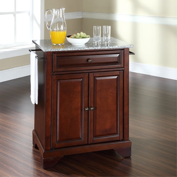 Durable Solid Hardwood Kitchen Island with Elegant Raised Panel Doors and Ample Storage Space - Vintage Mahogany Finish