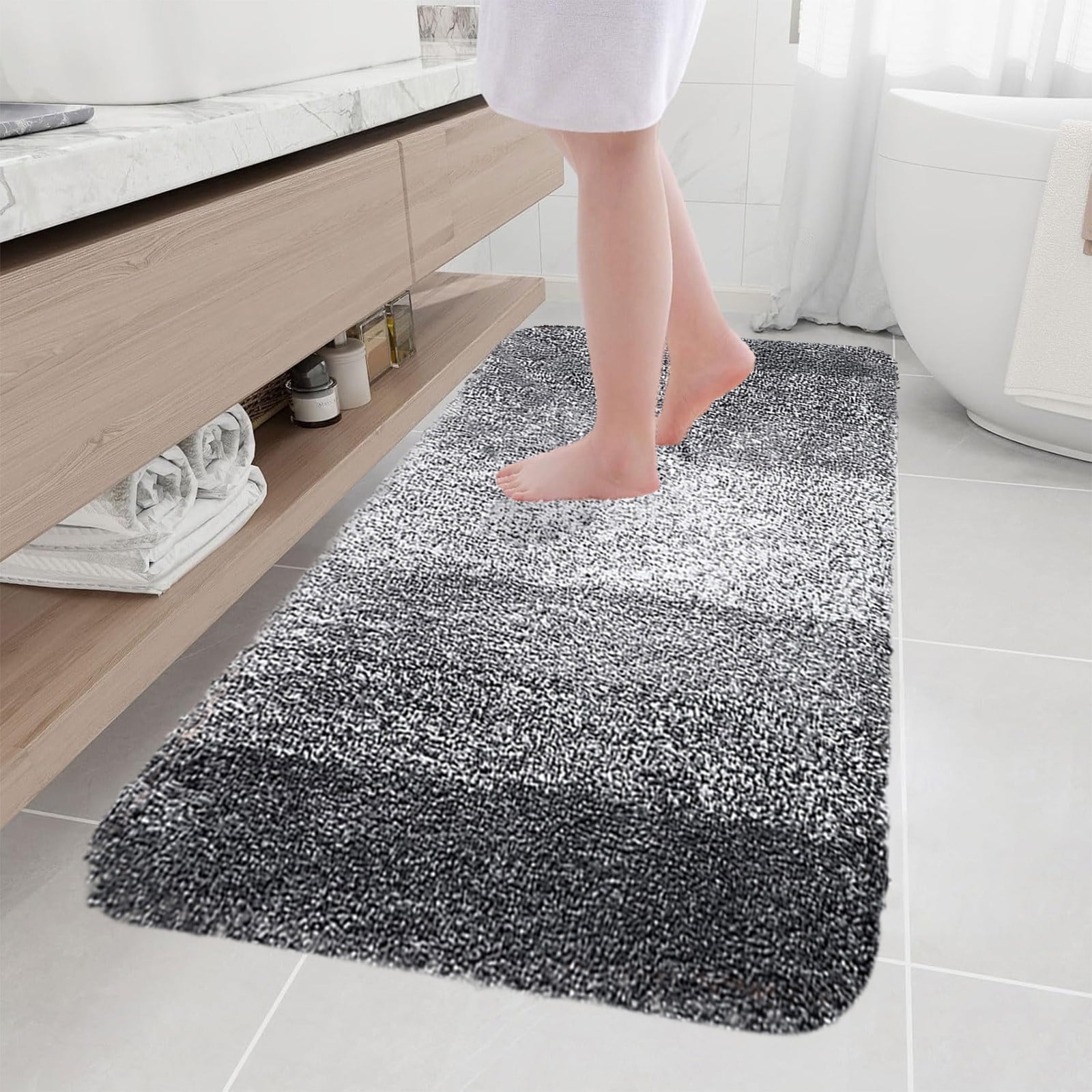 Under $5! InsCrazy Bathroom Rugs Bedroom Mat Flocking Carpet Plushes Rug Bathroom Absorbent Non-Slip Mats Kitchen Foot Mats Machine Wash Bathroom Rugs for Bedroom Bath Tub 20" x 30"