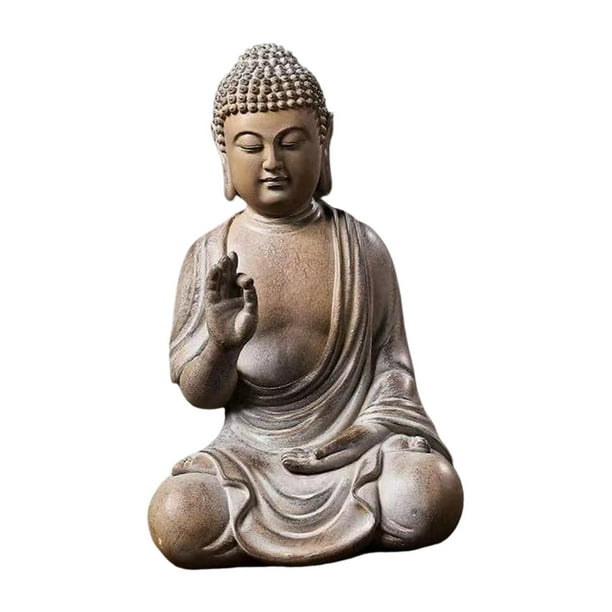 Antiguo chino estatuilla de Buda resina estatua artesanía escultura ornamento Semi Manual para escritorio coche Interior porche estantería , estilo b Soledad Estatua de Buda de resina