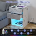 thumbnail image 4 of Hommpa Modern Nightstand with Charging Station High Gloss LED Light Bedside Table USB Type C Smart Nightstands 2 Drawer Open Shelf 2 Power Outlets Textured White Side Table for Bedroom 26.8 inch Tall, 4 of 11