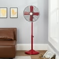 thumbnail image 3 of Better Homes & Gardens New 16 inch Adjustable Height Oscillating Retro 3-Speed Metal Stand Fan in Red, 3 of 9