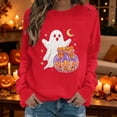 thumbnail image 2 of WEIWEN Halloween Sweatshirts for Women Cute Ghost Pumpkin Graphic Crewneck Long Sleeve Sweaters for Women Spooky Season Pullover Tops Womens Fall Fashion Clothing Red, XXL, 2 of 7