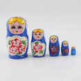 thumbnail image 4 of Juego de muñecas rusas Matryoshka de anidación, decoración pintada a mano, 5 uds. (azul) Likrtyny juguetes de los niños, 4 of 7