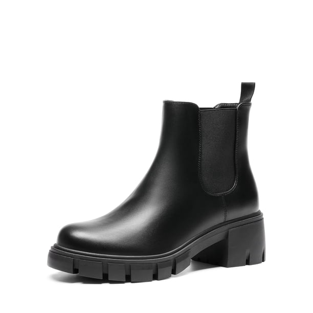 Botas Chelsea de Tobillo DREAM PAIRS con Plataforma y Tacón de 6 cm Negro