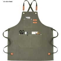 ONEKISS Apron for Men Women Canvas Aprons with 3 Pockets Cross Back Resistant Work Apron for Cooking